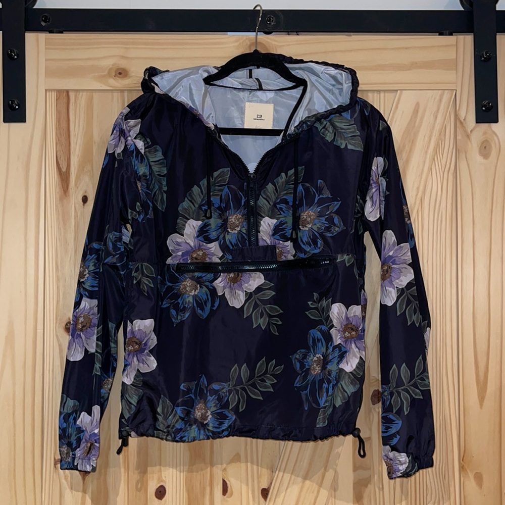Black Floral Windbreaker